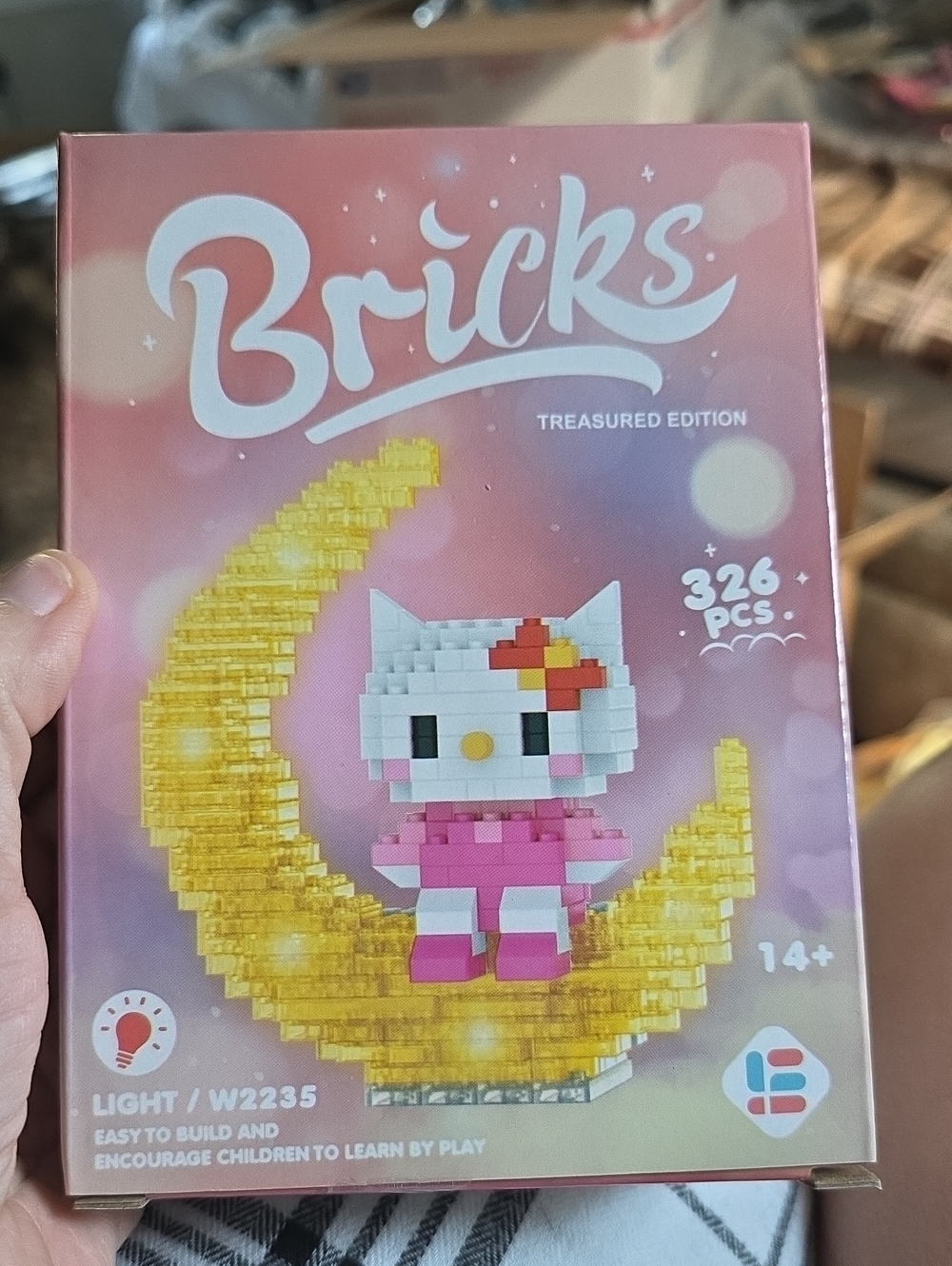 Bricks Treasured Edition 326pcs Moon Kitty Brick Set - Pink & Gold